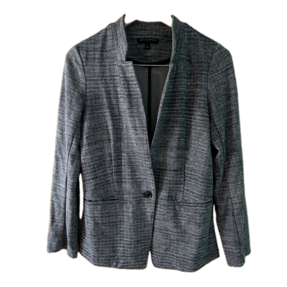 Banana Republic Blazer Jacket Knit Stretch Women Size Small Grey